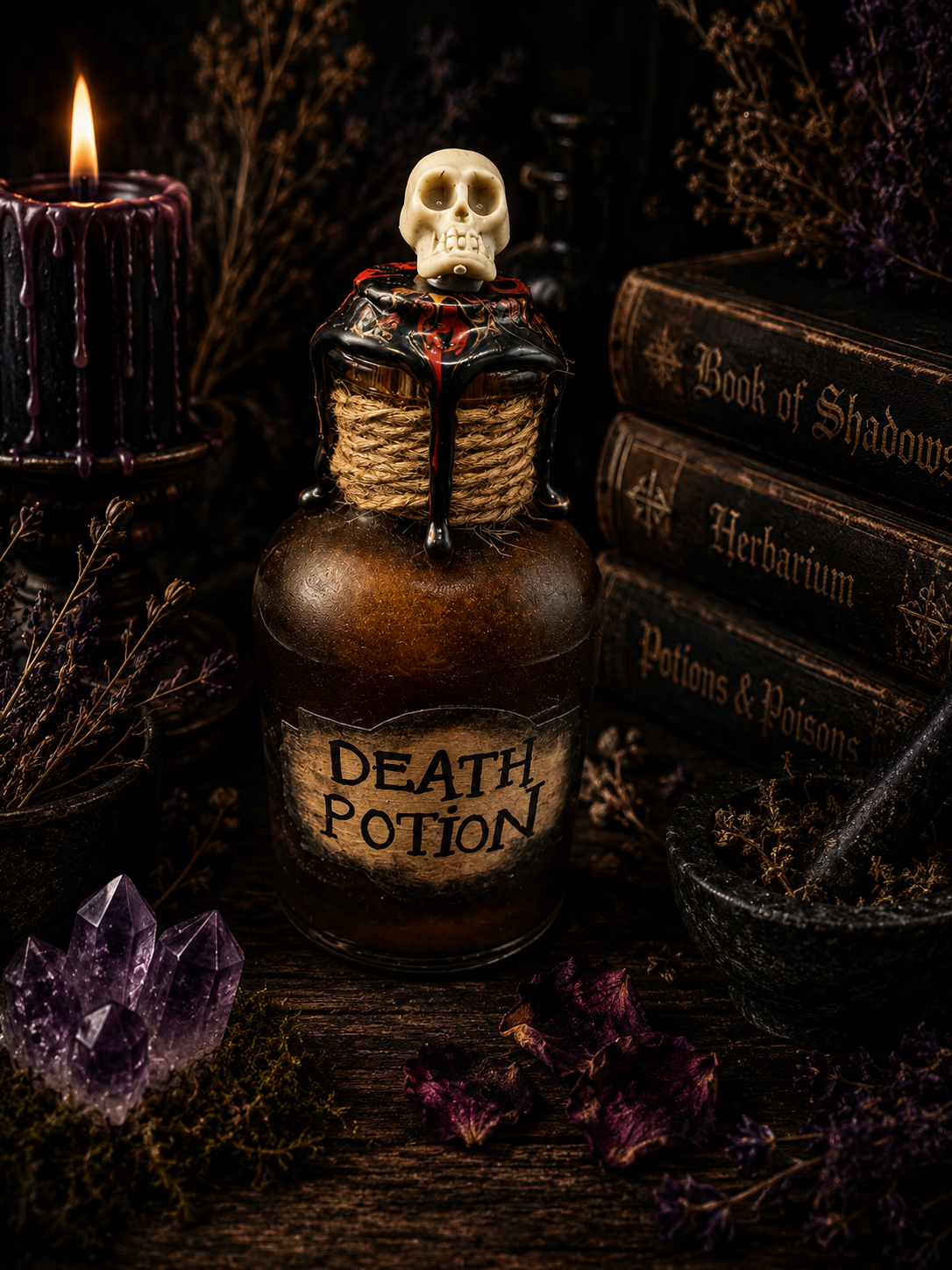 Handmade Death Potion Bottle - Dark Witchcraft Apothecary Gift | Hocus Pocus