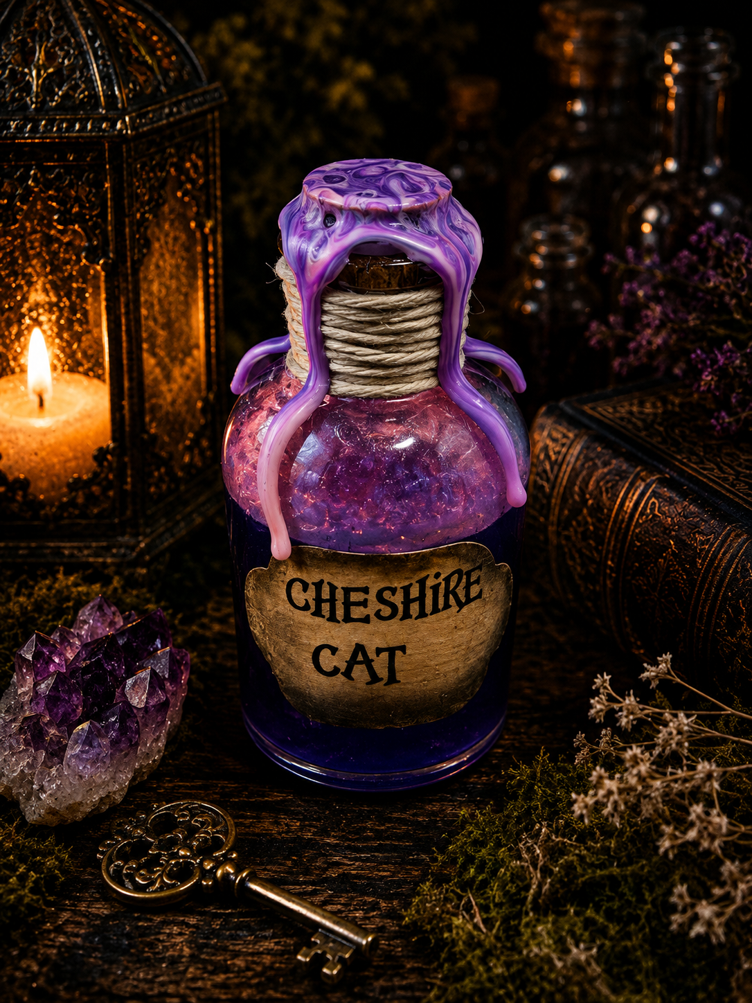 Handmade Cheshire Cat Potion Bottle - Wonderland Inspired Gift | Hocus Pocus