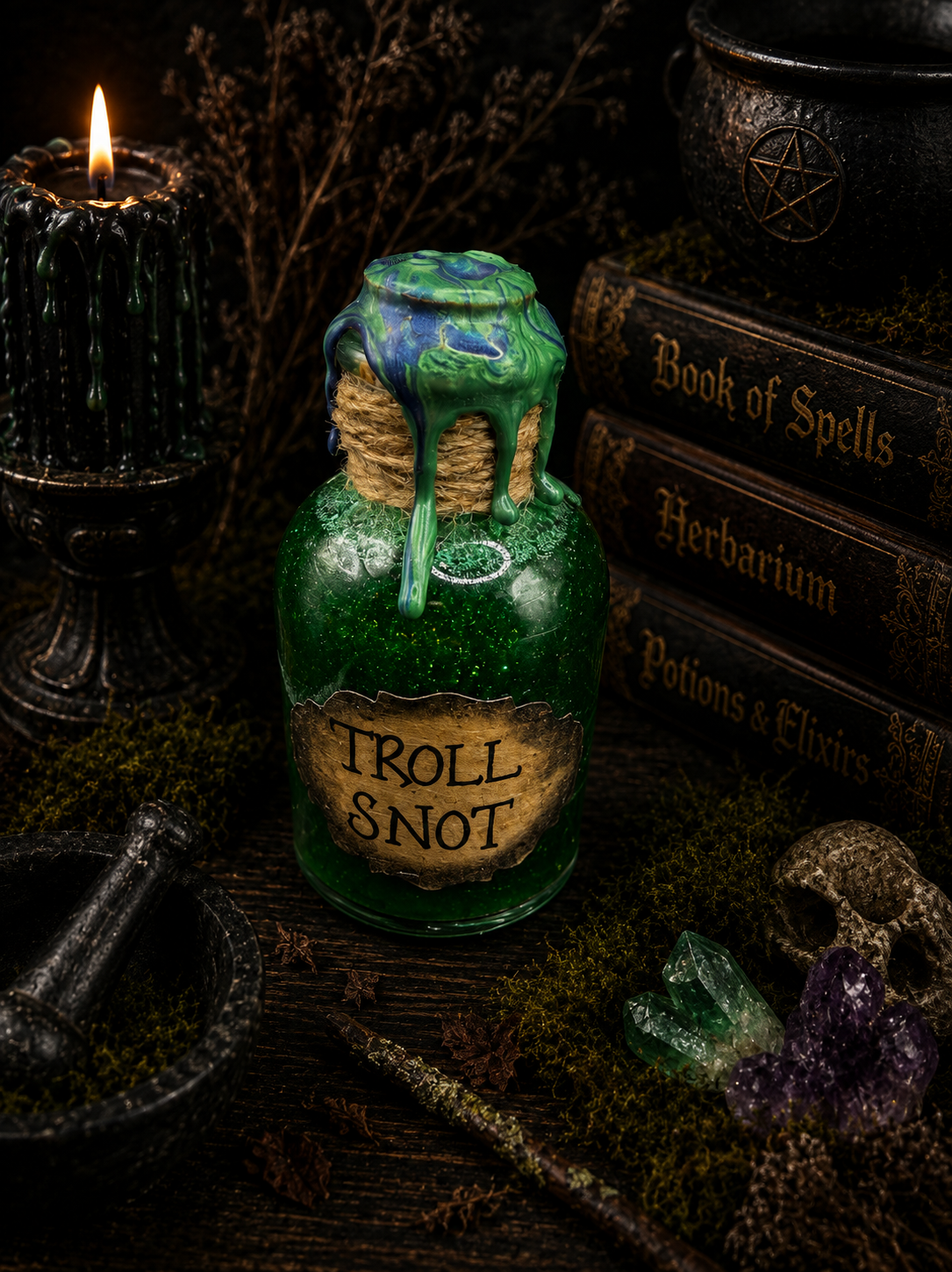 Handmade Troll Snot Potion Bottle - Mythical Apothecary Gift | Hocus Pocus