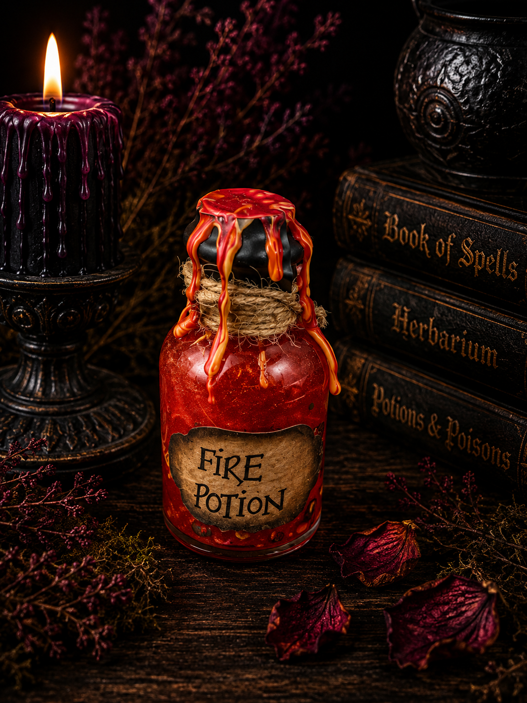 Handmade Fire Potion Bottle - Dragon Fire Inspired Gift | Hocus Pocus